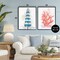 Stupell Industries Beach Umbrella & Coral Branch 2pc Framed Giclee Set, design by Matthew Piotrowicz